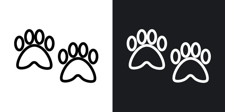 Paw outlined icon vector collection.