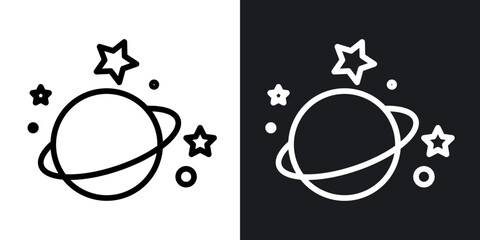 Planet saturn outlined icon vector collection. © rea