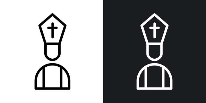 Pope outlined icon vector collection.