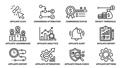 Fototapeta premium Affiliate Marketing Icons and Symbols.