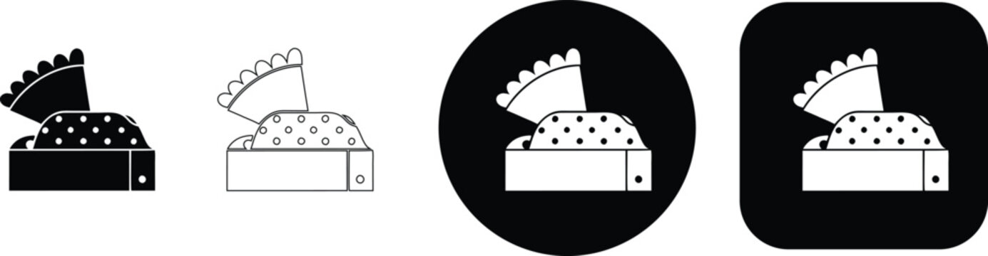 Sandbox with lid set black and white flat sandpit symbol