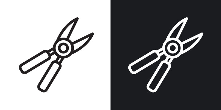 Pruning shears outlined icon vector collection.