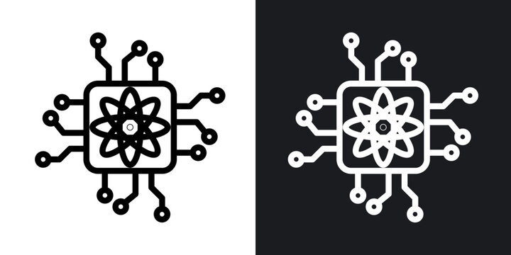 Quantum computing outlined icon vector collection.