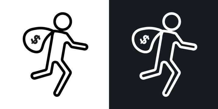 Robbery outlined icon vector collection.