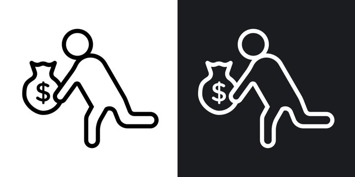 Robbery outlined icon vector collection.