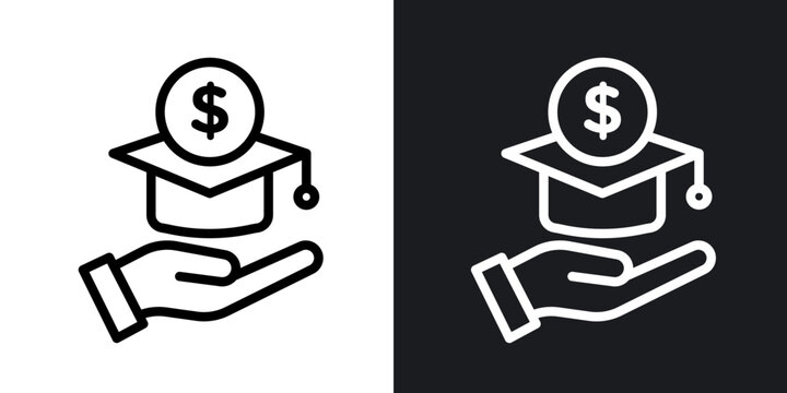 School fees outlined icon vector collection.