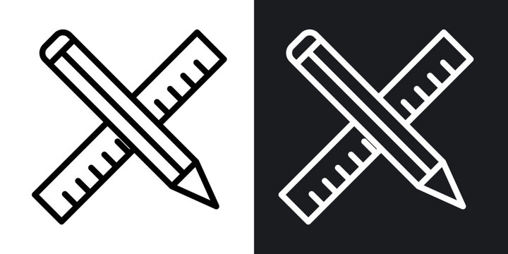 School supplies outlined icon vector collection.