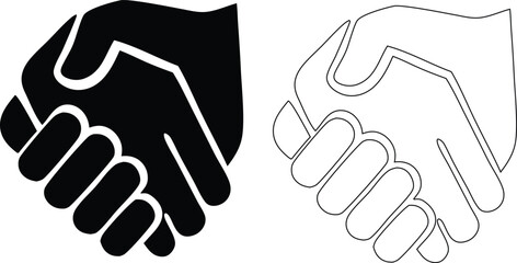 Fototapeta premium Black and white handshake symbol representing agreement and partnership business deal