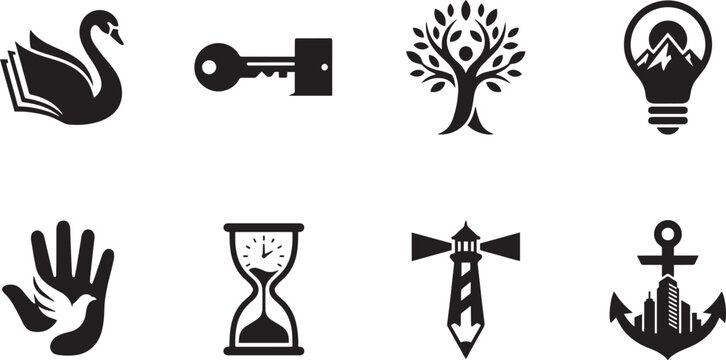 Modern visual identity graphic elements vector collection, conceptual multi meaning badges for marketing and company logo