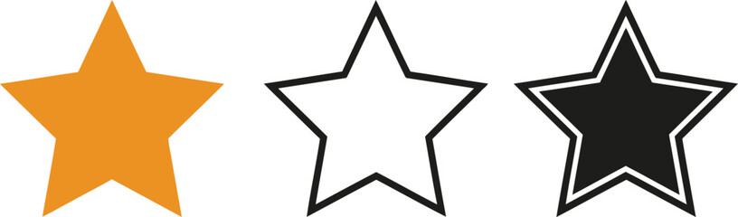 Obraz premium Three star rating icons in orange black and white for feedback and review purposes