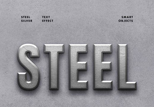 Steel Silver Text Effect &ndash; Metal Typography for Logo, Poster & Branding (PSD)