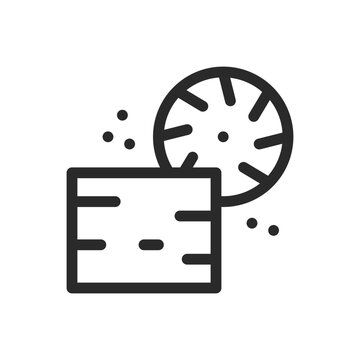 Wooden Log Sawing line icon, Sawmill, Lumber Mill vector symbol with editable stroke