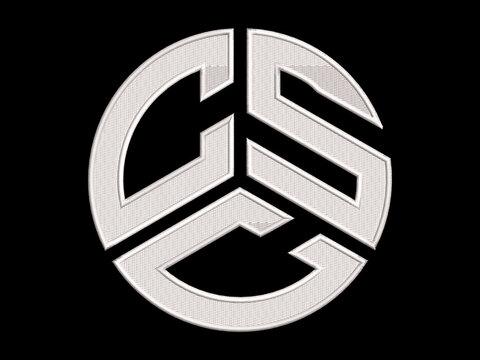 Modern Geometric CSC Monogram Embroidery Patch on Black Background