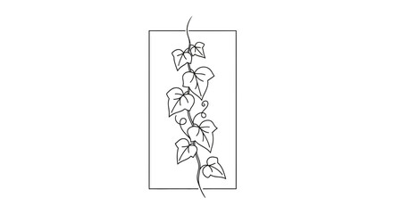 Fototapeta premium Elegant Ivy Vine Border Design - Black and White Line Art