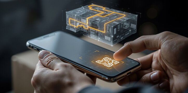 Ambient warm lighting enhances hologram display on textured box for package pickup