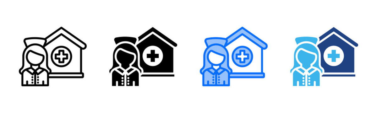 Nursing Home icon set multiple style collection