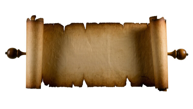 Antique parchment scroll with wooden handles