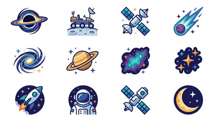Collection of Space Icons and Illustrations. © Bugang