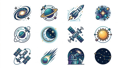 Collection of Space Icons and Illustrations. © Bugang