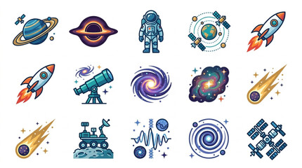Collection of Space Icons and Illustrations. © Bugang