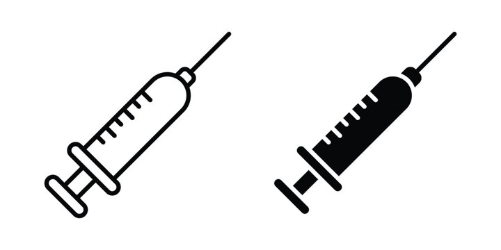 Syringe injection icon editable vector. Solid and line icons.