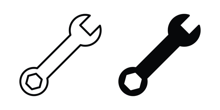 Wrench icon editable vector. Solid and line icons.