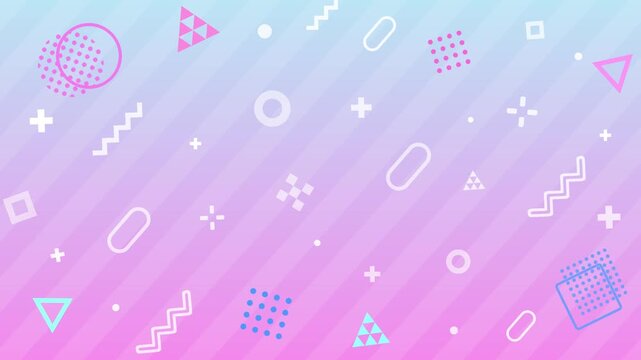 幾何学模様　ループ動画　おしゃれ　ポップ　爽やか　抽象的　パステルカラー　配信画面　Blue and pink geometric abstract pattern background.pop art design.Loop video.