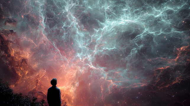 glowing fractal patterns in deep cosmic space