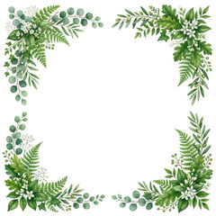 Fototapeta premium Green Eucalyptus Wreath with Leaves and Berries Isolated on Transparent Background