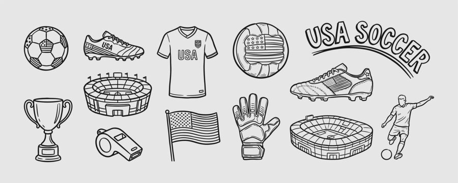 USA Soccer Doodles and Icons Collection