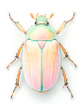 Colorful iridescent beetle insect with shiny shell
