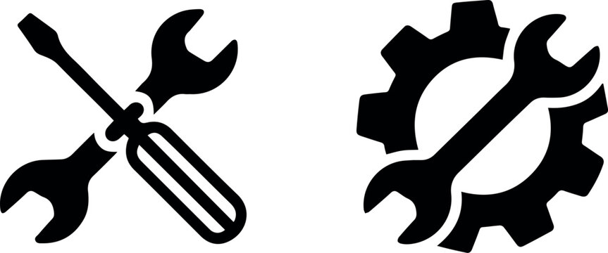 Maintenance tools and settings icon set
