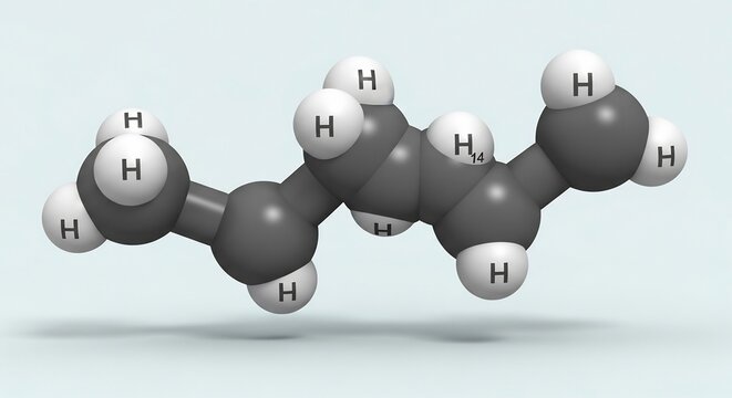 Molecular structure of heptane a straight-chain alkane hydrocarbon.
