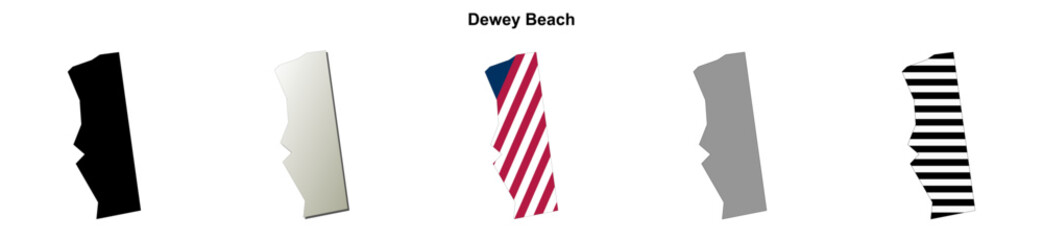 Obraz premium Dewey Beach (Delaware) blank outline map set