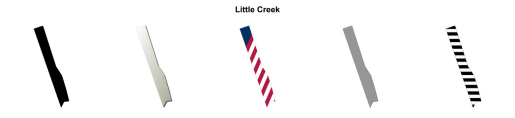 Obraz premium Little Creek (Delaware) blank outline map set