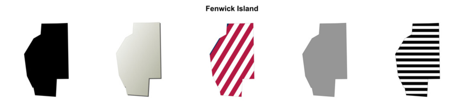 Fenwick Island (Delaware) blank outline map set