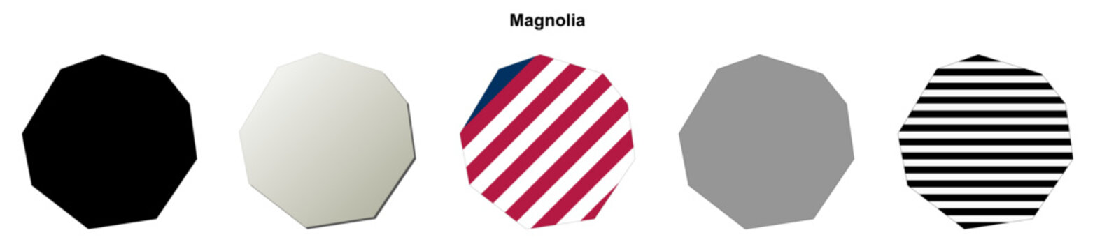 Magnolia (Delaware) blank outline map set
