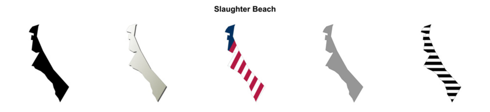 Slaughter Beach (Delaware) blank outline map set