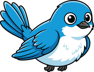 Naklejka premium Cute blue bird, cartoon illustration, vector graphic, animal design