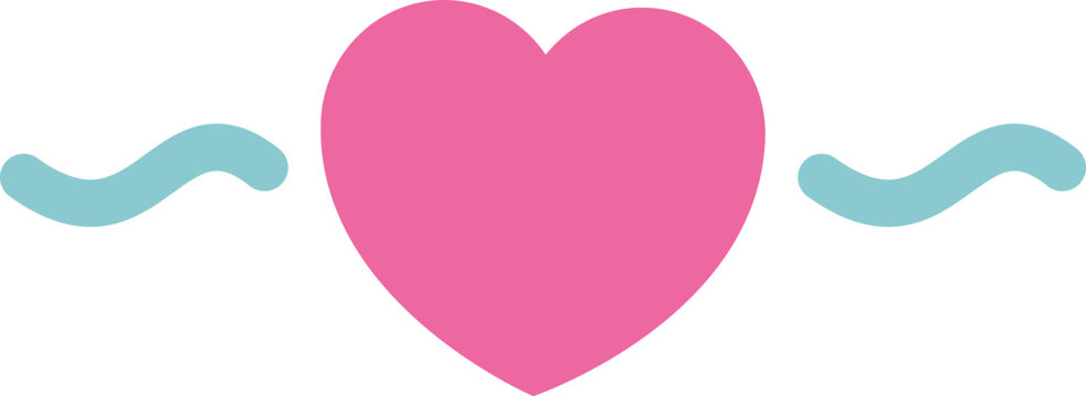 Romantic pink heart with blue waves