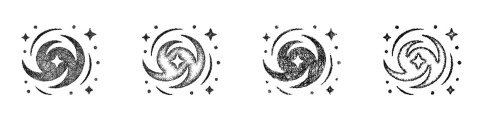 Fototapeta premium Sketch arcane energy icon design set