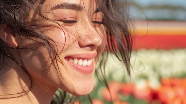 Relaxation During Vacation While Planning Travel at a Flower Garden in Spring Generative AI