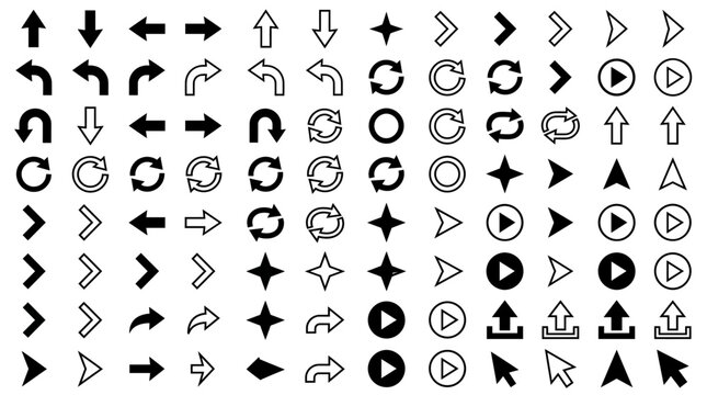 Arrow icons set. Arrow collection. Simple arrow big set. Collection different Arrows on flat style for web design or interface Arrow  big set design Vector illustration