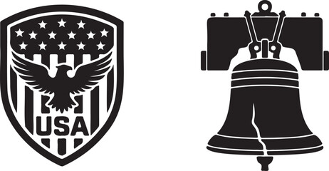 American patriotic symbols, eagle shield and liberty bell © Md. Musaddik Rahman