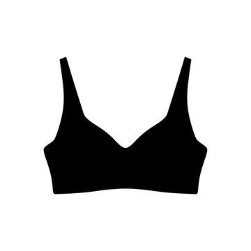 Simple black bra silhouette isolated on white background.