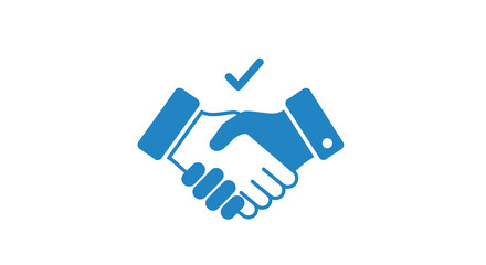 Obraz premium handshake icon with checkmark blue flat vector illustration