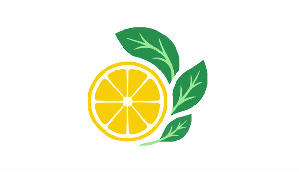 Minimal lemon and mint flat vector illustration isolated on white background