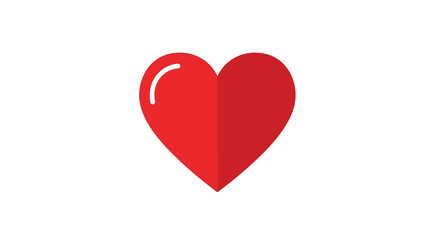 Fototapeta premium red heart icon with white highlight flat vector illustration