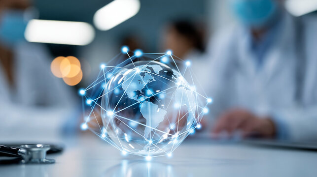 Close-up of a healthcare global network concept with travel insurance and medical business cooperation, international health insurance concept, healthcare network photography,