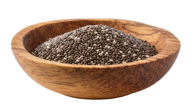 Wooden bowl filled with chia seeds